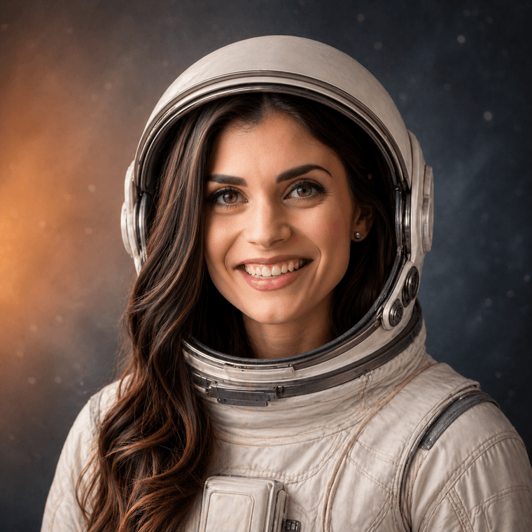 Sarah Moore as an astronaut